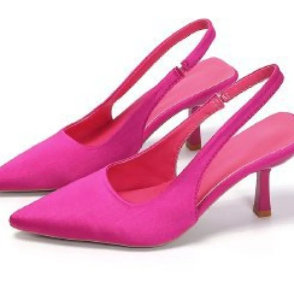 Point Toe Kitten Heel Slingback Pumps