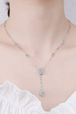 3 Carat 925 Sterling Silver Double Drop Pendant Necklace