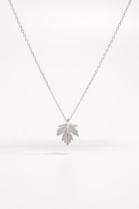 925 Sterling Silver Zircon Maple Leaf Necklace