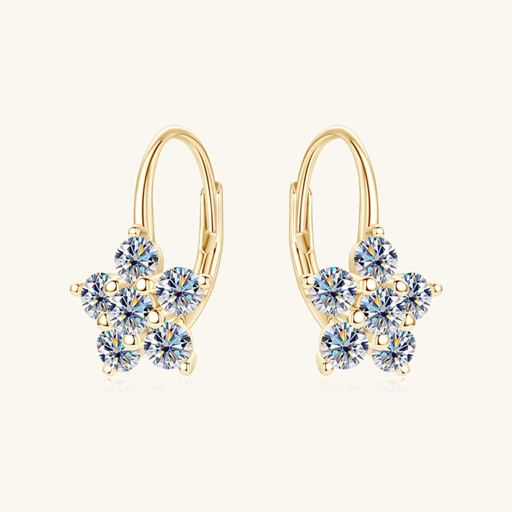 1.2 Carat 925 Sterling Silver Moissanite Flower Huggie Earrings