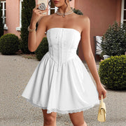 Elegant style socialite strapless short skirt dress