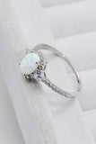 925 Sterling Silver Platinum-Plated Opal Ring