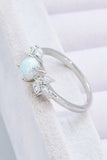 925 Sterling Silver Opal and Zircon Ring