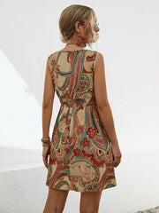 New knotted printed drawstring dress