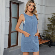 Women's backless casual vest dress with camisole skirt