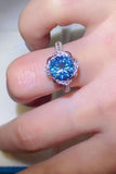 2 Carat Cobalt Blue Moissanite 925 Sterling Silver Ring