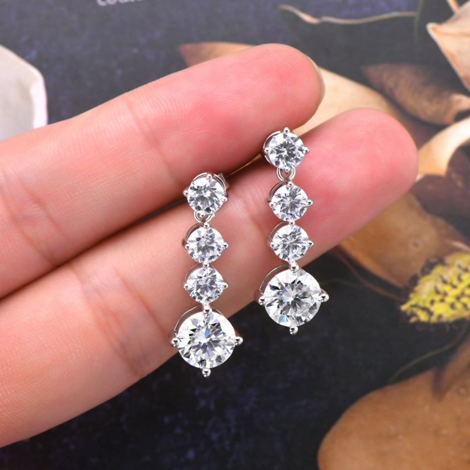 4 Carat Moissanite 925 Sterling Silver Earrings