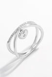 925 Sterling Silver Zircon Heart Charm Ring