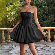 Elegant style socialite strapless short skirt dress