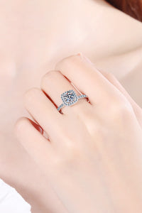 2 Carat Moissanite Square Halo Ring