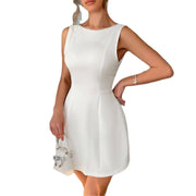 Sleeveless solid color short skirt dress