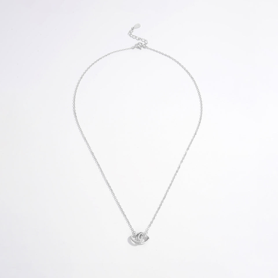 925 Sterling Silver Inlaid Zircon Heart Necklace