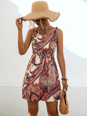 New knotted printed drawstring dress