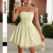 Elegant style socialite strapless short skirt dress