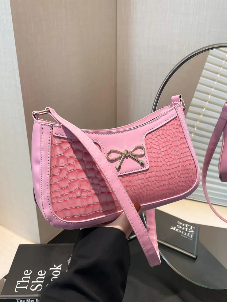Bow PU Leather Shoulder Bag