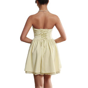 Elegant style socialite strapless short skirt dress