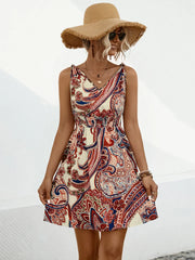 New knotted printed drawstring dress