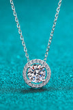 1 Carat Moissanite Round Pendant Chain Necklace