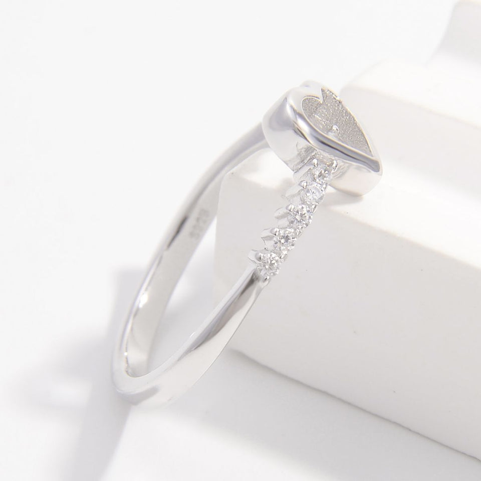 925 Sterling Silver Zircon Heart Ring