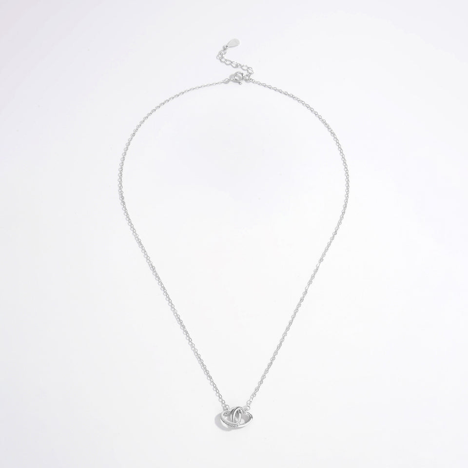 925 Sterling Silver Inlaid Zircon Heart Necklace