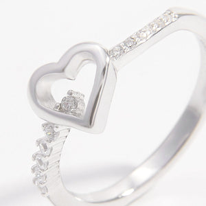 925 Sterling Silver Zircon Heart Ring