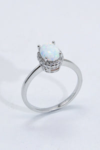 925 Sterling Silver 4-Prong Opal Ring