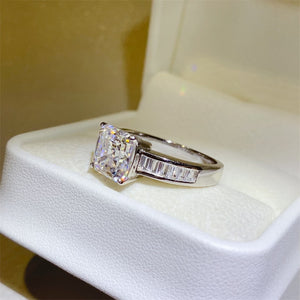 3 Carat Moissanite 925 Sterling Silver Square Shape Ring