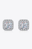 925 Sterling Silver Inlaid 2 Carat Moissanite Square Stud Earrings