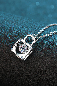 Adored Moissanite Lock Pendant Necklace