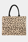 Fame Letter Graphic Leopard Tote Bag