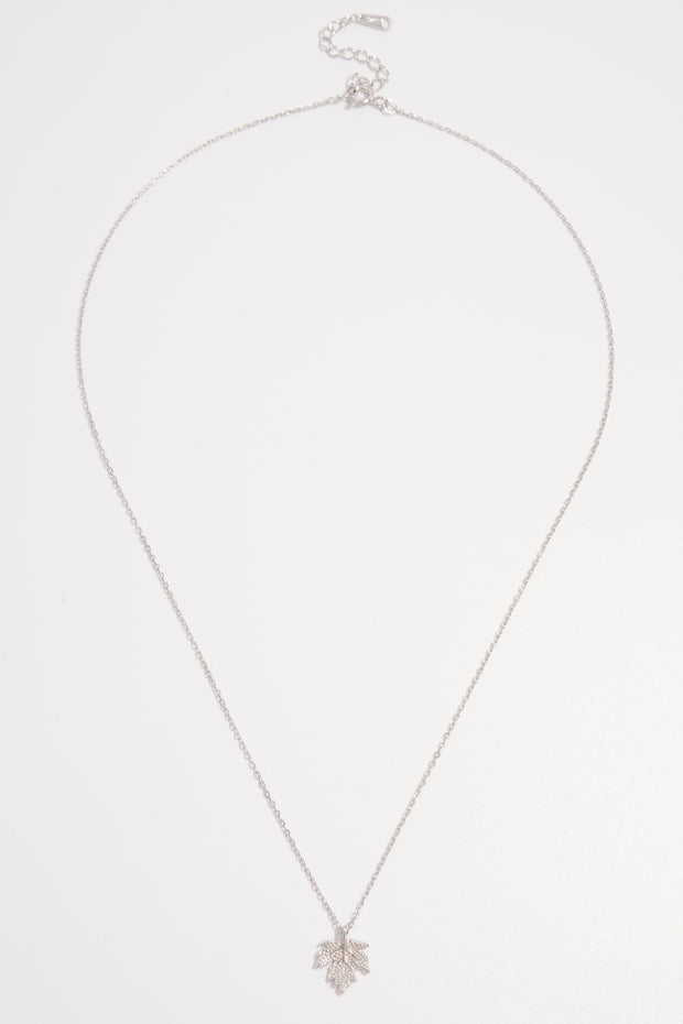 925 Sterling Silver Zircon Maple Leaf Necklace