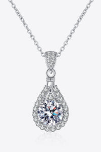 2 Carat Moissanite Teardrop Pendant 925 Sterling Silver Necklace