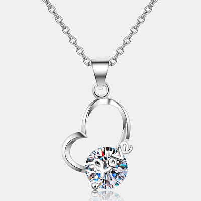 Exquisite 2 Carat Moissanite Heart 925 Sterling Silver Necklace