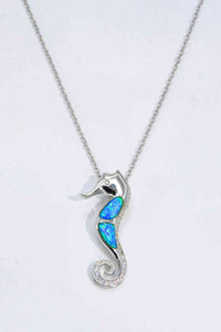 Opal Seahorse 925 Sterling Silver Necklace