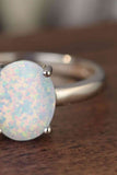 925 Sterling Silver Opal Solitaire Ring