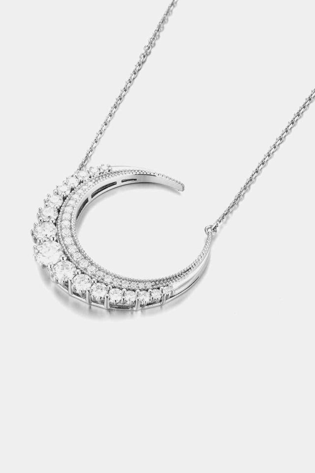 1.8 Carat Moissanite Crescent Moon Shape Pendant Necklace