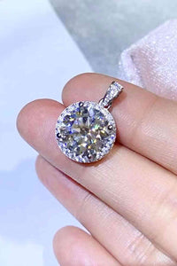 10 Carat Moissanite Pendant Platinum-Plated Necklace