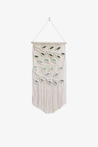 Contrast Leaf Fringe Macrame Wall Hanging