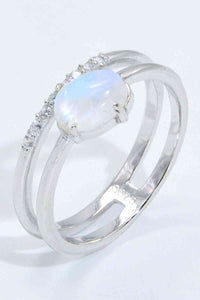 Natural Moonstone and Zircon Double-Layered Ring