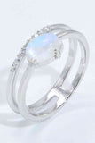 Natural Moonstone and Zircon Double-Layered Ring