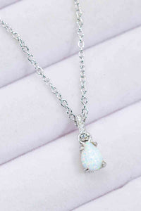 Opal Pendant 925 Sterling Silver Chain-Link Necklace