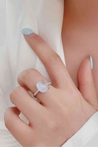 High Quality Natural Moonstone 925 Sterling Silver Side Stone Ring