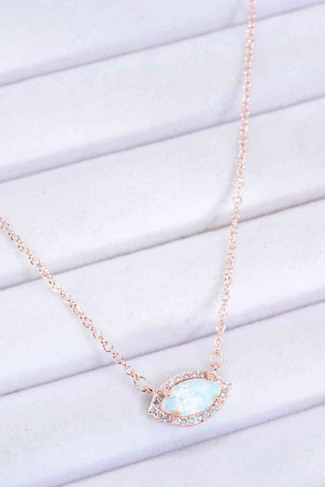 18k Rose Gold-Plated Opal Pendant Necklace