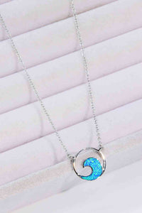 Opal Wave Pendant Necklace