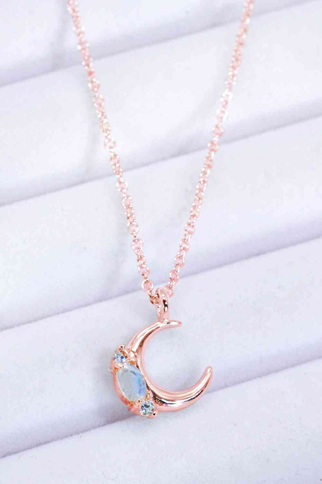 Natural Moonstone Moon Pendant Necklace