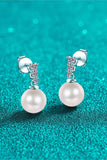 Moissanite Pearl Drop Earrings