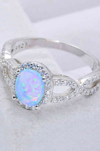 925 Sterling Silver Opal Halo Ring