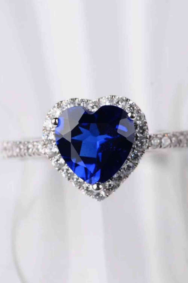 Elegant 2 Carat Moissanite Heart-Shaped Side Stone Ring