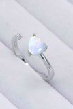 Inlaid Moonstone Heart Adjustable Open Ring