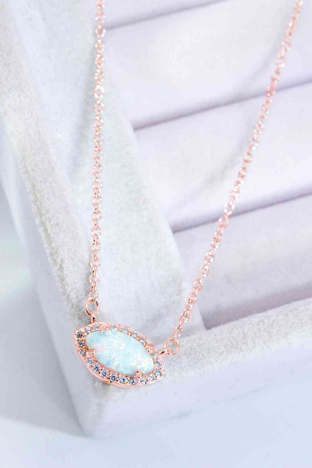 18k Rose Gold-Plated Opal Pendant Necklace